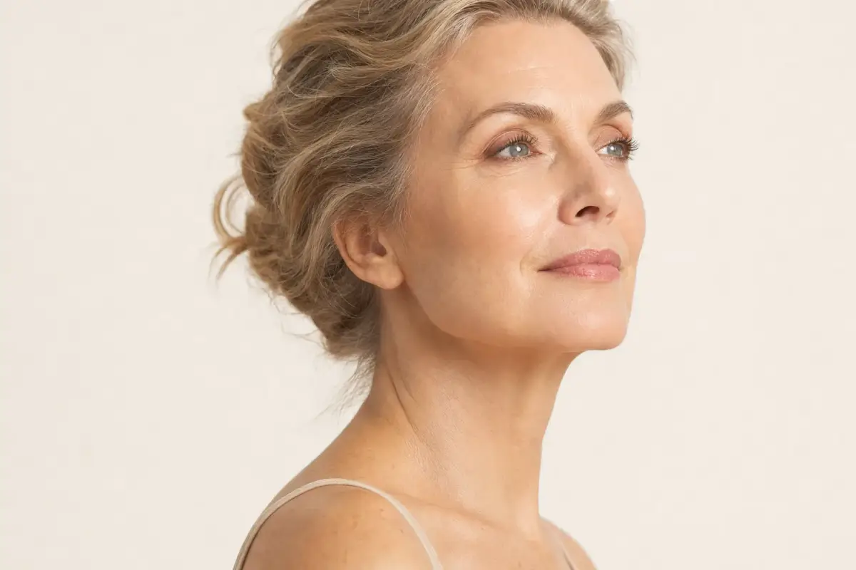 Woman in her fifties with lifted face and neck