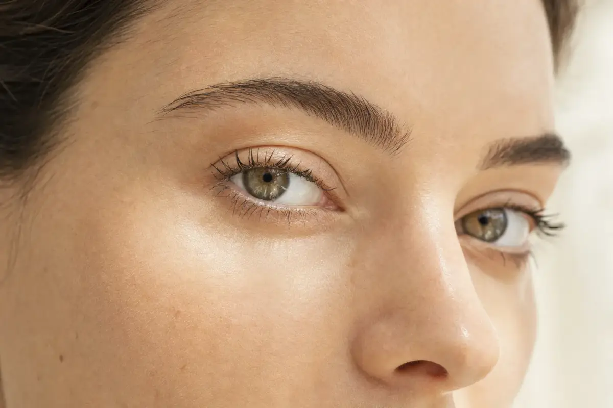 Close-up of the eyes of a woman in her thirties