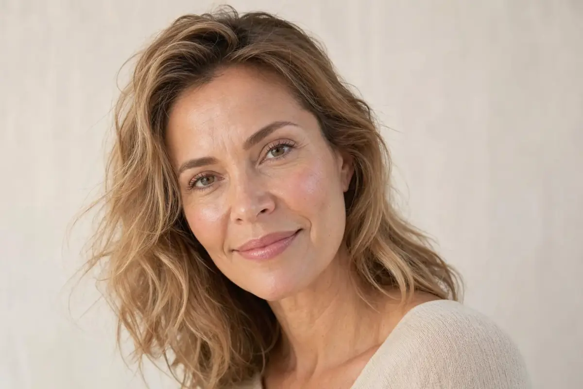 Woman in her forties with soft natural volume in the cheeks and lips
